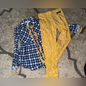 Matilda Jane Size 6 Blue Flannel Tunic and Leggings Set, Size 6